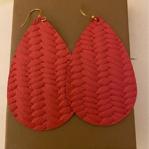 Light weight coral leather earrings